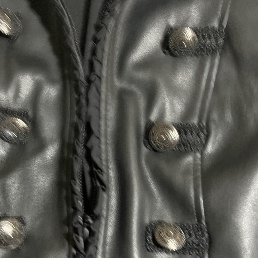 Chico’s Black Military Style leather with stretch sz 2 Jacket - Picture 4 of 9